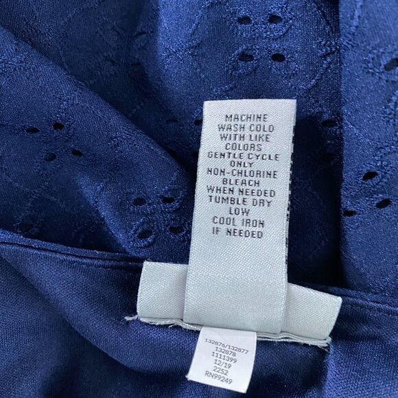 Catherines Top 2X Eyelet Blue Ruched 3/4 Sleeve Polyester Spandex CJ-1274 - Picture 8 of 9